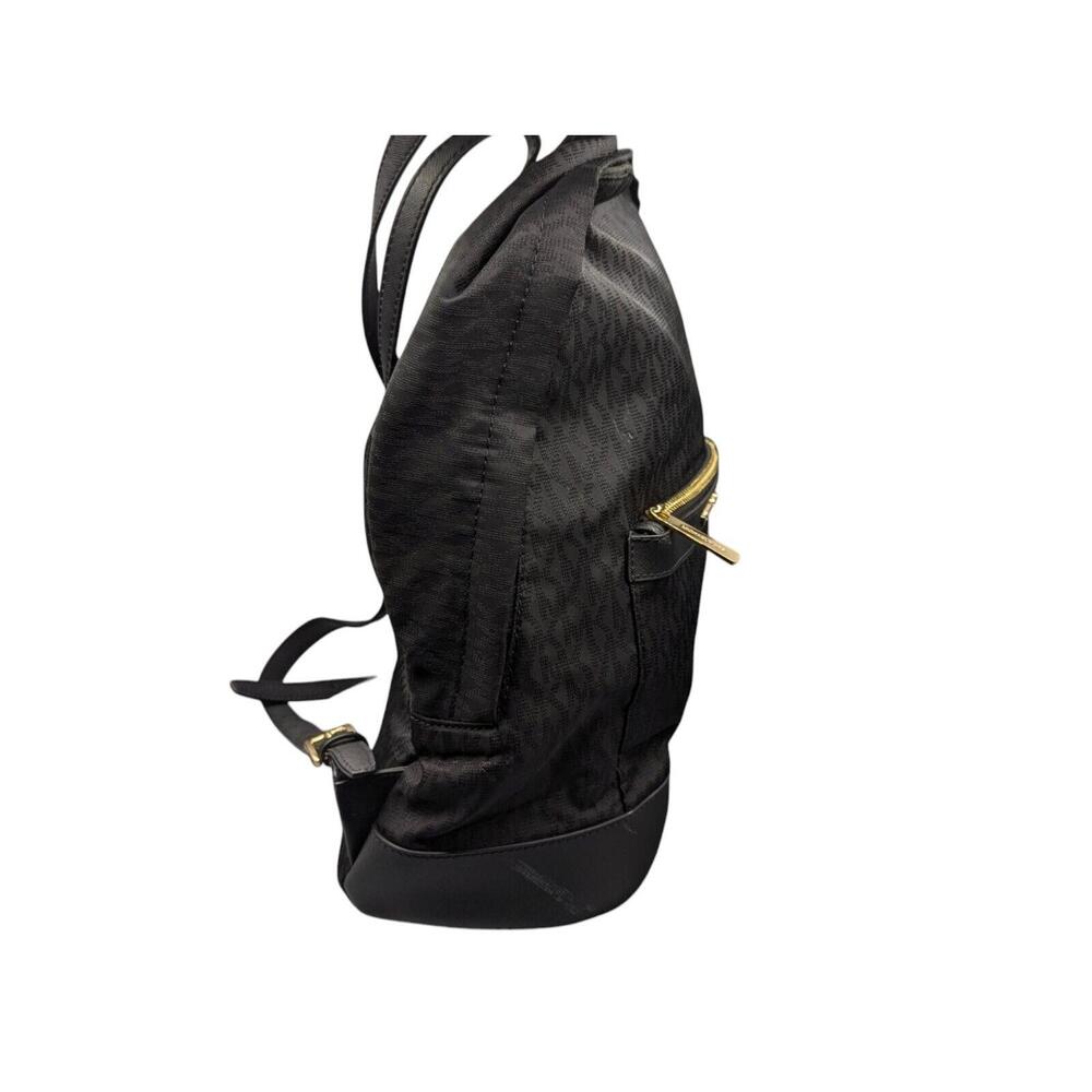 NWT Michael Kors Morgan Medium Black Signature Jacquard & Leather Trim Backpack‎ - Picture 9 of 11